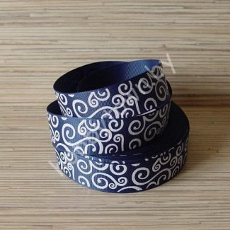 Лента репсовая 25 мм Вензеля (цв. т-синий) 1м