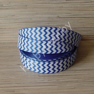 Лента репсовая 25 мм Зигзаги (цв. синий с белым) 1м