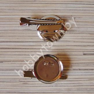 Зажим 40 мм с гнездом 25 мм на булавке (цв.серебро) 1шт.