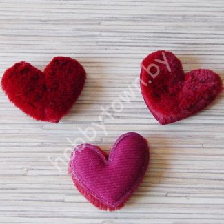 Патч меховой Сердечко 5x4 см (цв. бордовый) 1шт.