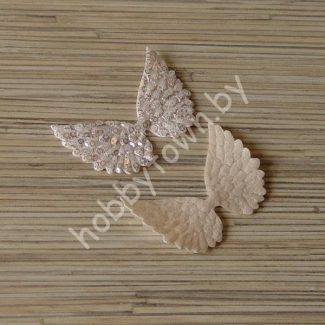 Патч с пайетками Крылья 5,7x4,3 см (цв. бежевый) 1шт.