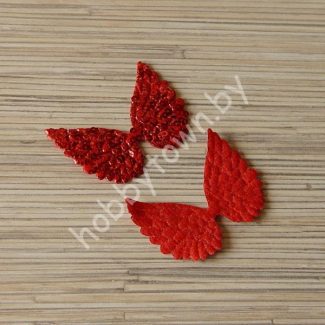 Патч с пайетками Крылья 5,7x4,3 см (цв. красный) 1шт.