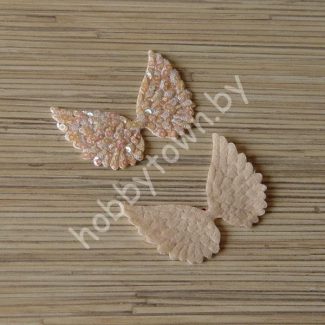 Патч с пайетками Крылья 5,7x4,3 см (цв. персиковый) 1шт.