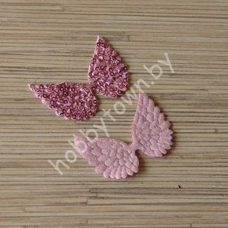 Патч с пайетками Крылья 5,7x4,3 см (цв. розовый) 1шт.