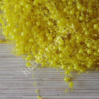 Бусины на леске 3/8мм (длина 1,35 метра) цв. тёмно-жёлтый перламутр