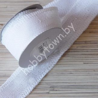 Лента декоративная Мешковина, 40 мм, (цв.белый) 1м