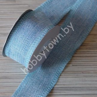 Лента декоративная Мешковина, 40 мм, (цв.голубой) 1м