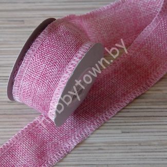 Лента декоративная Мешковина, 40 мм, (цв.розовый) 1м
