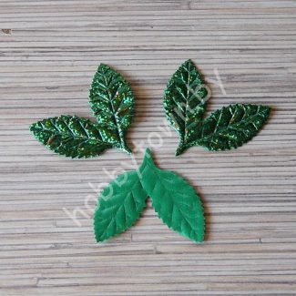 Патч Листочки голографик 5x5,5 см (цв.зелёный) 1шт.
