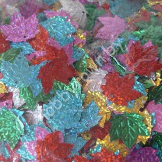 Пайетки фигурные Кленовый листик 22х22мм (цв. ассорти голографик) 5гр.