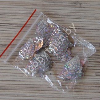 Пайетки фигурные Листик 13х24мм (цв. серебро голографик) 5гр.