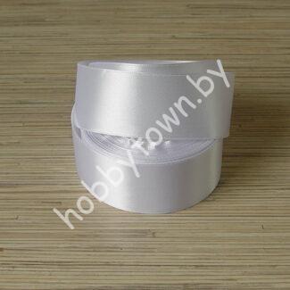 Лента атласная однотонная, ширина 40 мм, (цв. белый 01)