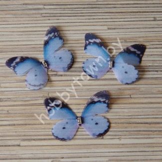 Бабочка шифоновая двухслойная со стразами, 45 мм (цв. 36) 1шт.