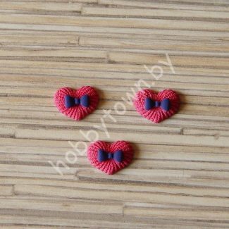 Кабошон Сердечко с бантиком 17x13 мм (цв. фуксия) 1шт.