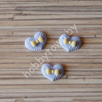 Кабошон Сердечко с бантиком 17x13 мм (цв. голубой) 1шт.