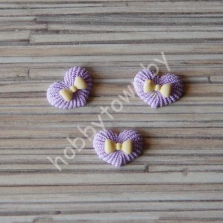 Кабошон Сердечко с бантиком 17x13 мм (цв. сиреневый) 1шт.