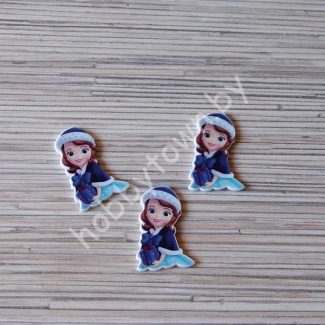 Кабошон-вырубка Принцесса София зима 39x24 мм (цв. синий) 1шт.