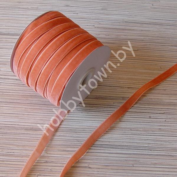 Лента бархатная 1 см (цв.оранжевый) 1 метр