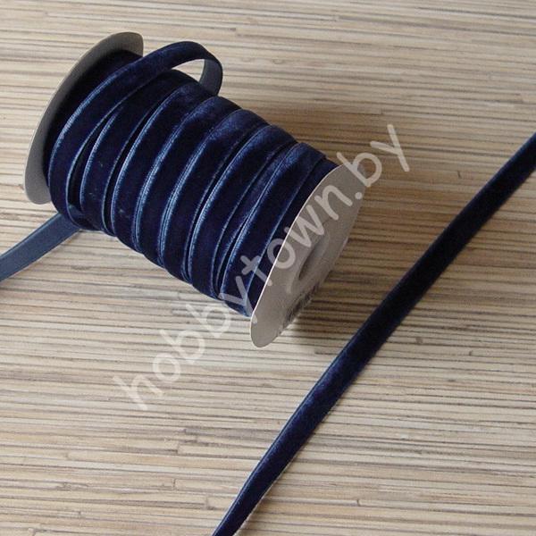 Лента бархатная 1 см (цв.синий) 1 метр