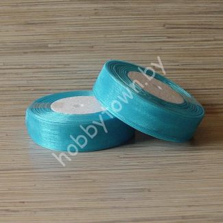 Лента органза 25 мм (цв.бирюзовый) 1 метр