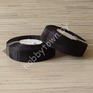 Лента органза 25 мм (цв.чёрный) 1 метр