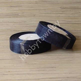 Лента органза 25 мм (цв.тёмно-тёмно синий) 1 метр