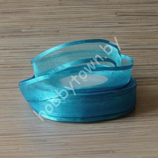 Лента органза с атласным краем 25 мм (цв.бирюзовый) 1 метр