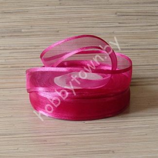 Лента органза с атласным краем 25 мм (цв.фуксия) 1 метр