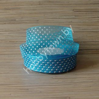 Лента органза в горошек 25 мм (цв. бирюзовый) 1 метр