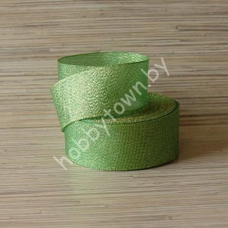 Лента-парча, ширина 40 мм (цв.салатовый/золото) 1 м