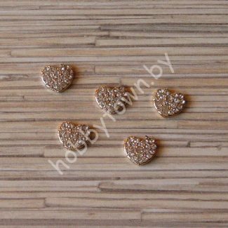 Кабошон флоризель Сердечко пластик 14x13 мм (цв.золото) 1шт.