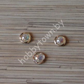 Кабошон флоризель радужный пластик 15 мм (цв.золото) 1шт.