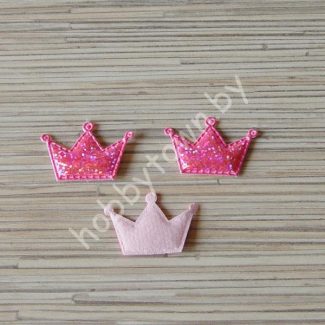 Патч Корона 3D 27х40мм (цв. ярко-розовый) 1шт.