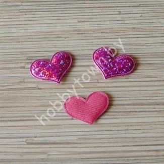 Патч Сердце 3D 27х37мм (цв. фуксия) 1шт.