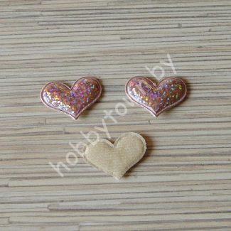 Патч Сердце 3D 27х37мм (цв. персиковый) 1шт.