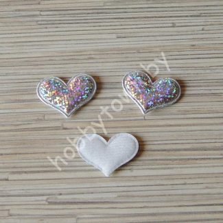 Патч Сердце 3D 27х37мм (цв. серебро) 1шт.