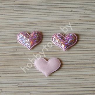 Патч Сердце 3D 27х37мм (цв. св-розовый) 1шт.