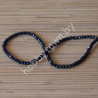 Бусины стеклянные матовые Rondelle, 4 мм (цв.тёмно-синий 604) 10 шт.