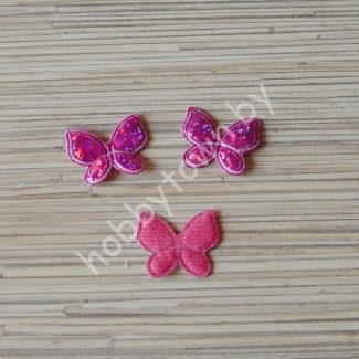 Патч Бабочка 3D 25х32мм (цв. фуксия) 1шт.