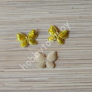 Патч Бабочка 3D 25х32мм (цв. золото) 1шт.