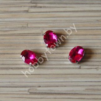 Стразы пришивные Овал 14x10 мм (цв. фуксия 21) 1 шт.