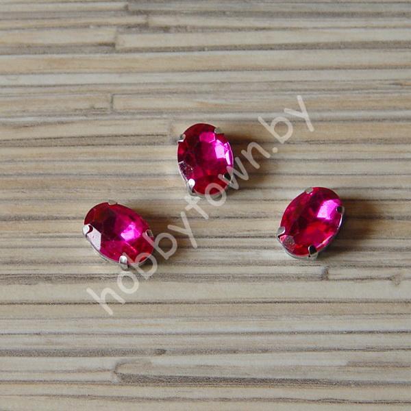 Стразы пришивные Овал 14x10 мм (цв. фуксия 21) 1 шт.