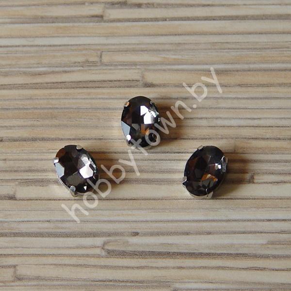 Стразы пришивные Овал 14x10 мм (цв. графитовый 2) 1 шт.