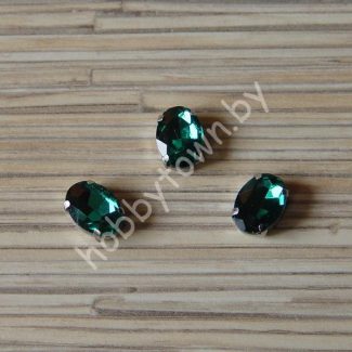 Стразы пришивные Овал 14x10 мм (цв. изумрудный 5) 1 шт.
