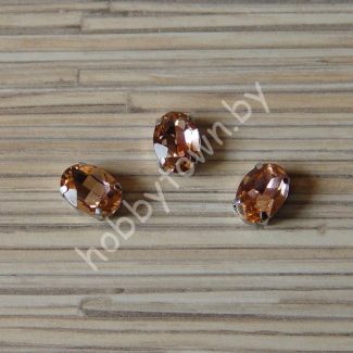 Стразы пришивные Овал 14x10 мм (цв. розовый персик 19) 1 шт.