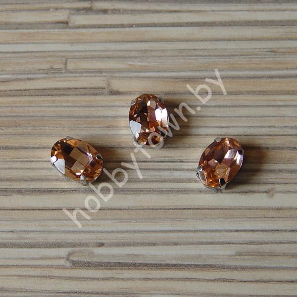 Стразы пришивные Овал 14x10 мм (цв. розовый персик 19) 1 шт.