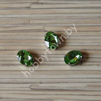 Стразы пришивные Овал 14x10 мм (цв. салатовый 7) 1 шт.