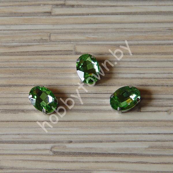 Стразы пришивные Овал 14x10 мм (цв. салатовый 7) 1 шт.