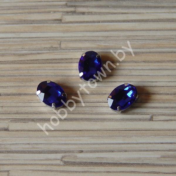 Стразы пришивные Овал 14x10 мм (цв. синий 09) 1 шт.