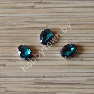 Стразы пришивные Овал 14x10 мм (цв. тёмно-бирюзовый 8) 1 шт.